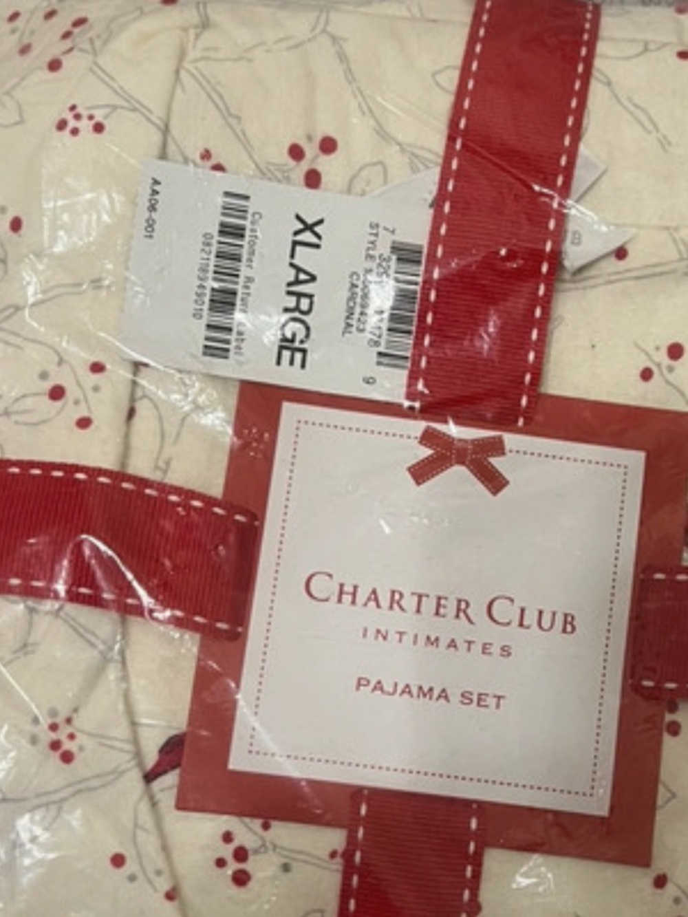 Charter Club Red and Cream Pajama Set size xl
